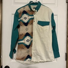 Men's Vintage 90s Western Shirt Express Rider Sz L, Southwestern, Aztec D 