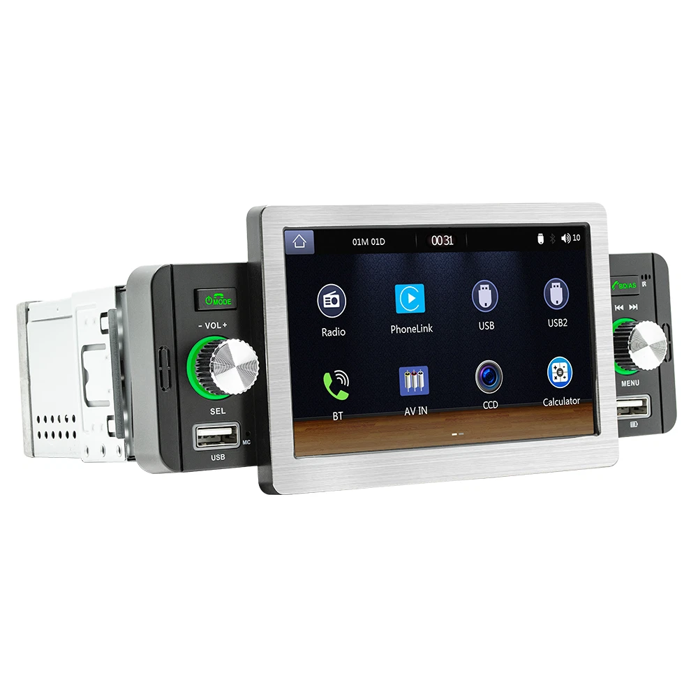 Radio Player 5in Car Stereo Bluetooth Single Din Touch Screen Carplay  Android