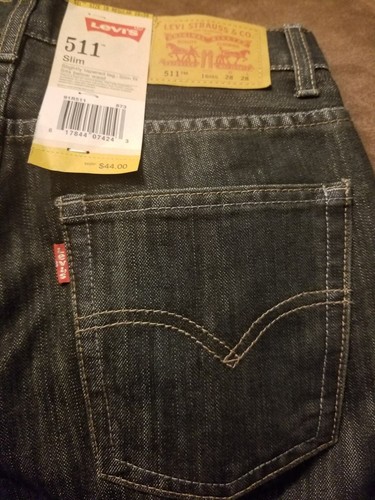 NWT Levi's 511 Slim Fit Jeans Boy's 16 Regular W28 X L28 Cotton Blend Dark Wash - Picture 7 of 7