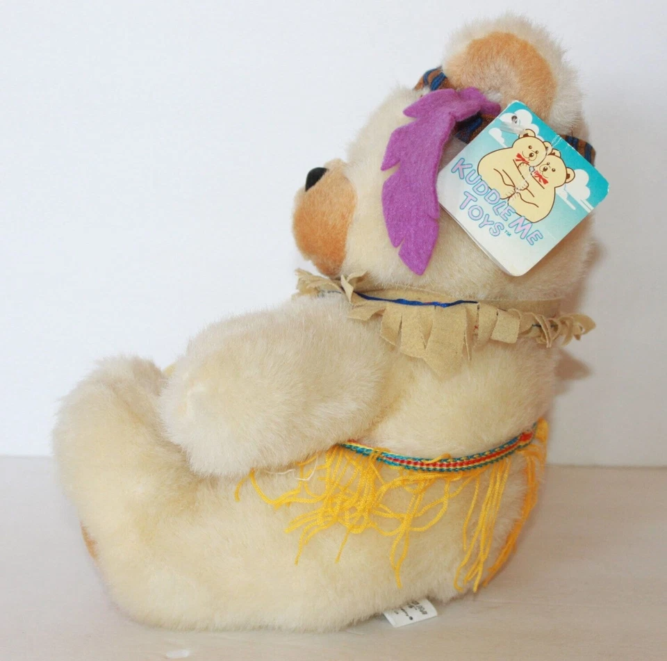 De colección Kellytoy Niña India Oso de Peluche Peluche Peluche Animal 9" Nativo Americano Raro Foto 2 de 4