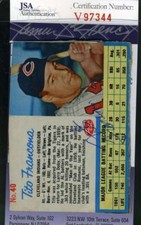 Tito Francona 1962 Post Jsa Coa Hand Signed Authentic Autograph