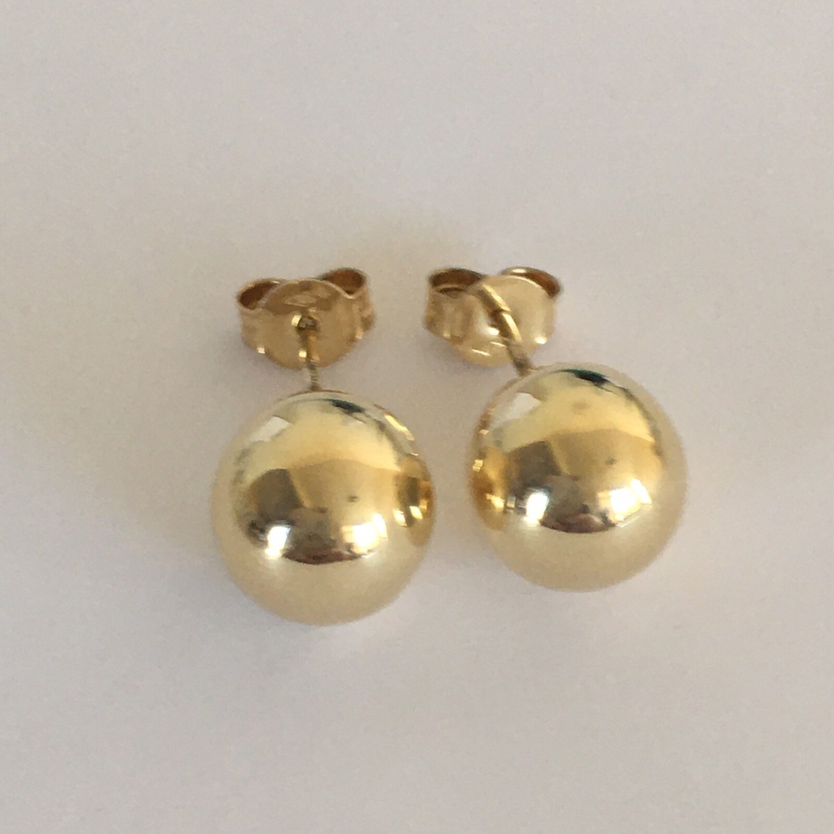P-05100, New 14k Yellow Gold Earrings Studs 10*10mm Shining