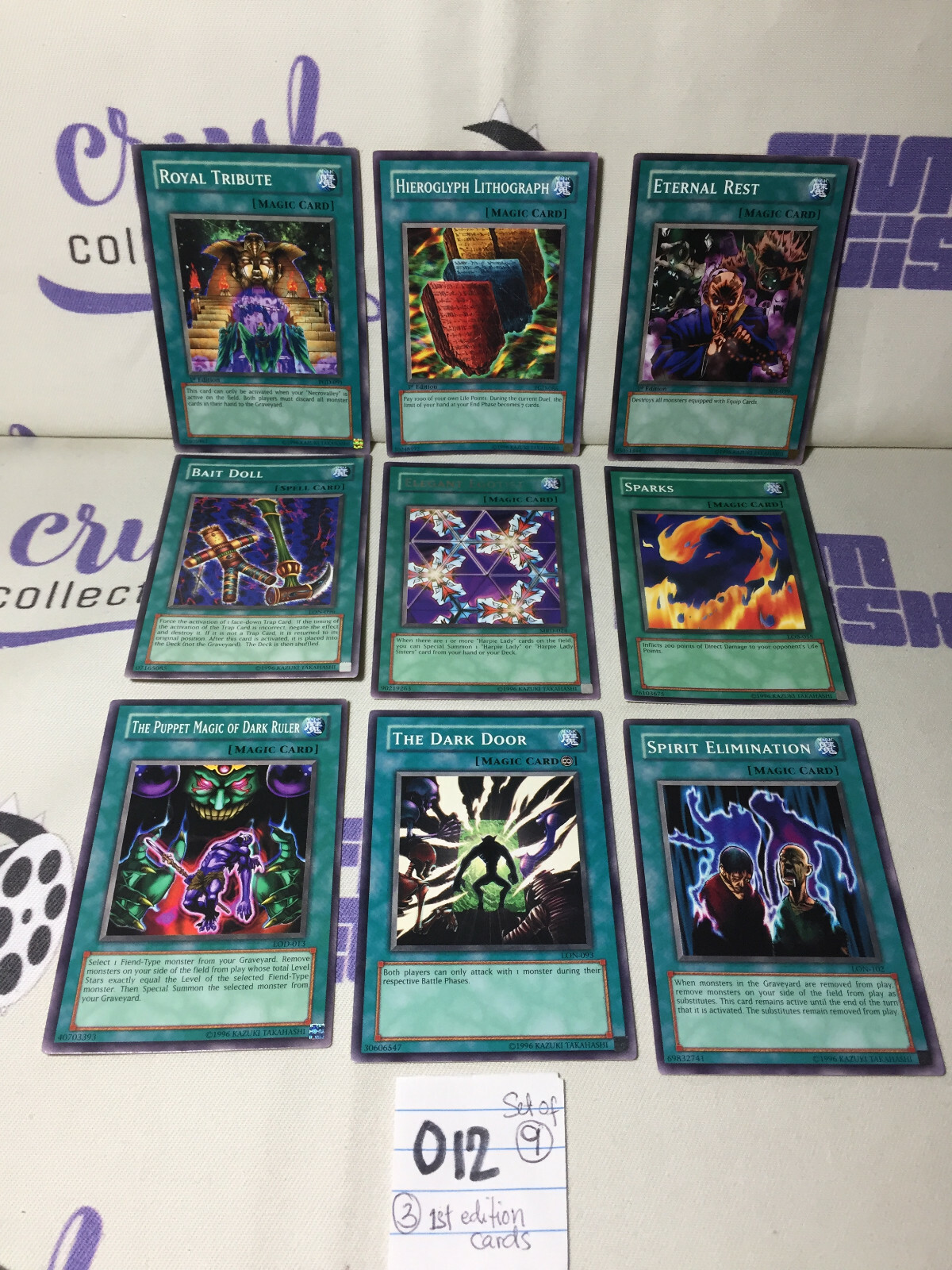 Set of 9 Yu-Gi-Oh Trading Cards [O12] 3 1st Edition Royal Tribute  Hieroglyph | eBay