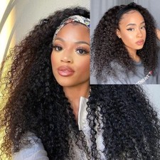 24" Afro Headband Wig Kinky Curly Wig Human Hair Wigs Brazilian Curly Hair Wigs