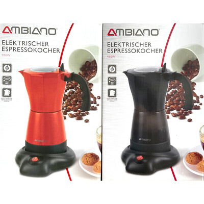AMBIANO Elektrischer Espressokocher Mokkakocher  für 6 Tassen Aluminium 480 W