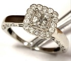 10k white gold .63ct I1 H halo princess diamond engagement ring 3.2g Natural — photo 1