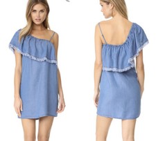 Splendid Indigo Chambray One Shoulder Dress Size S