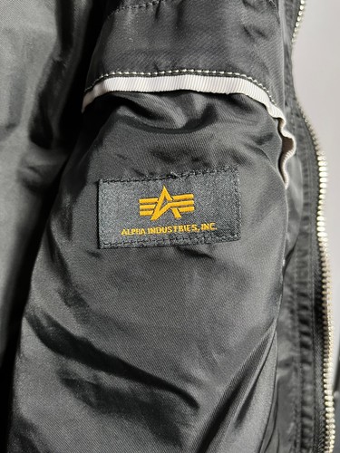alpha industries bomber jacket ma-1 flight pilot black nylon usa woman Sz L - Picture 10 of 12