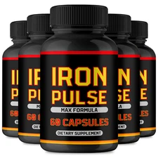 (5 Pack) Iron Pulse Male Energy Pills, IronPulse for Men Health Capsules
