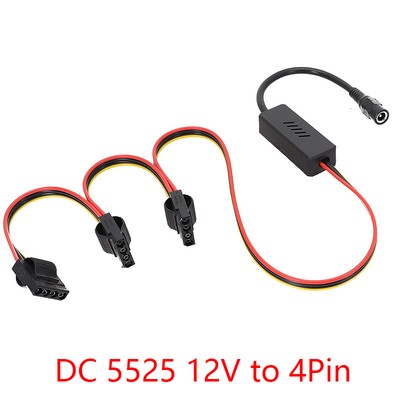 DC 5.5x 2.1mm to 3x 4Pin IDE Molex Hard Drive Adapter Power Supply Spliter Cable