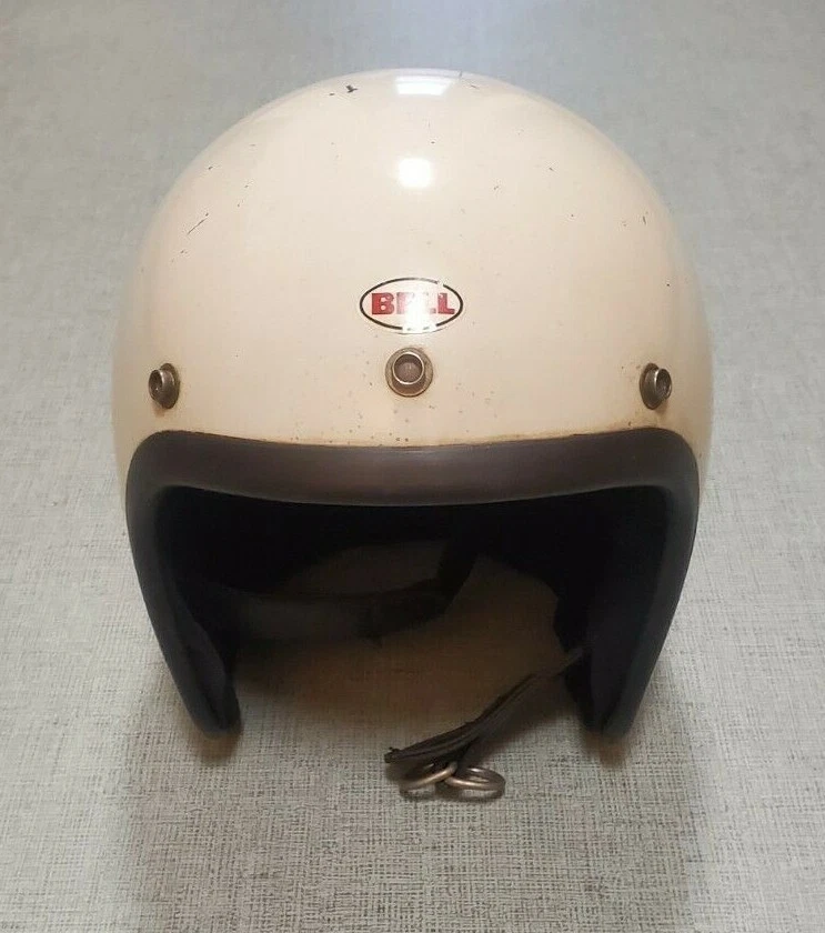 Vtg Bell RT 1974 White 7 3/8 Motorcycle Motocross Open face Racing Helmet