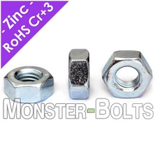 Finished Hex Nuts, Grade 5 Zinc Plated Steel, 1/4", 5/16", 3/8" Coarse & Fine