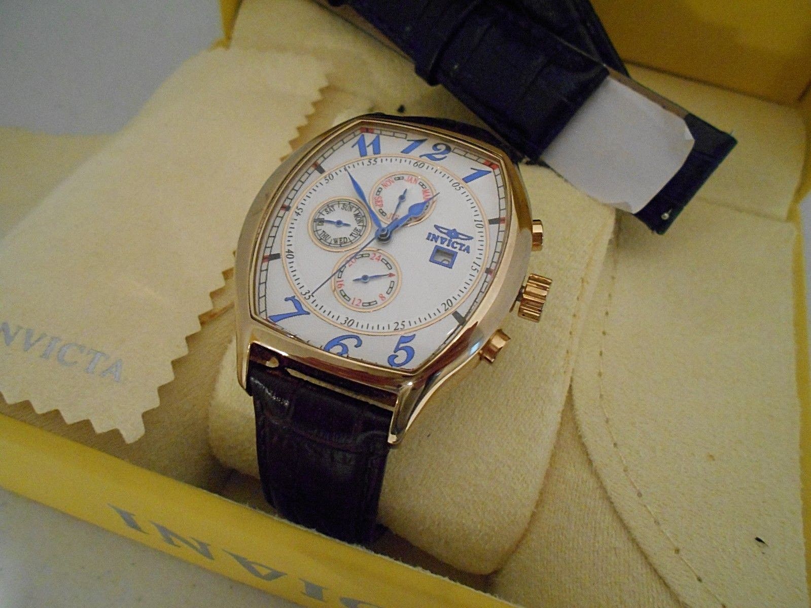 Mint Invicta Tonneau Multi Function 18K Gold SS L… - image 1