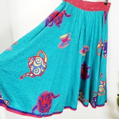 Long Maxi Skirts 80 Cotton Vintage JEANNE MARC 80s Novelty