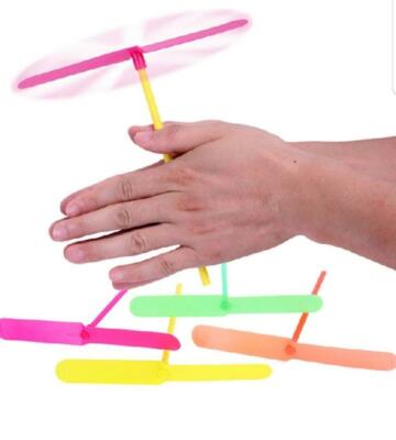 12PCS Plastic Dragonfly Propeller Flying Hand Copter Sports Toys Kids
