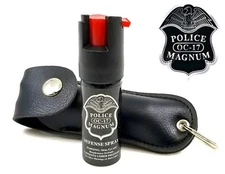 Police Magnum pepper spray 1/2oz Black Keychain Holster Case Security Protection