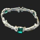 TRIFARI 'Alfred Philippe' Emerald and Diamante Art Deco Link Bracelet — photo 3