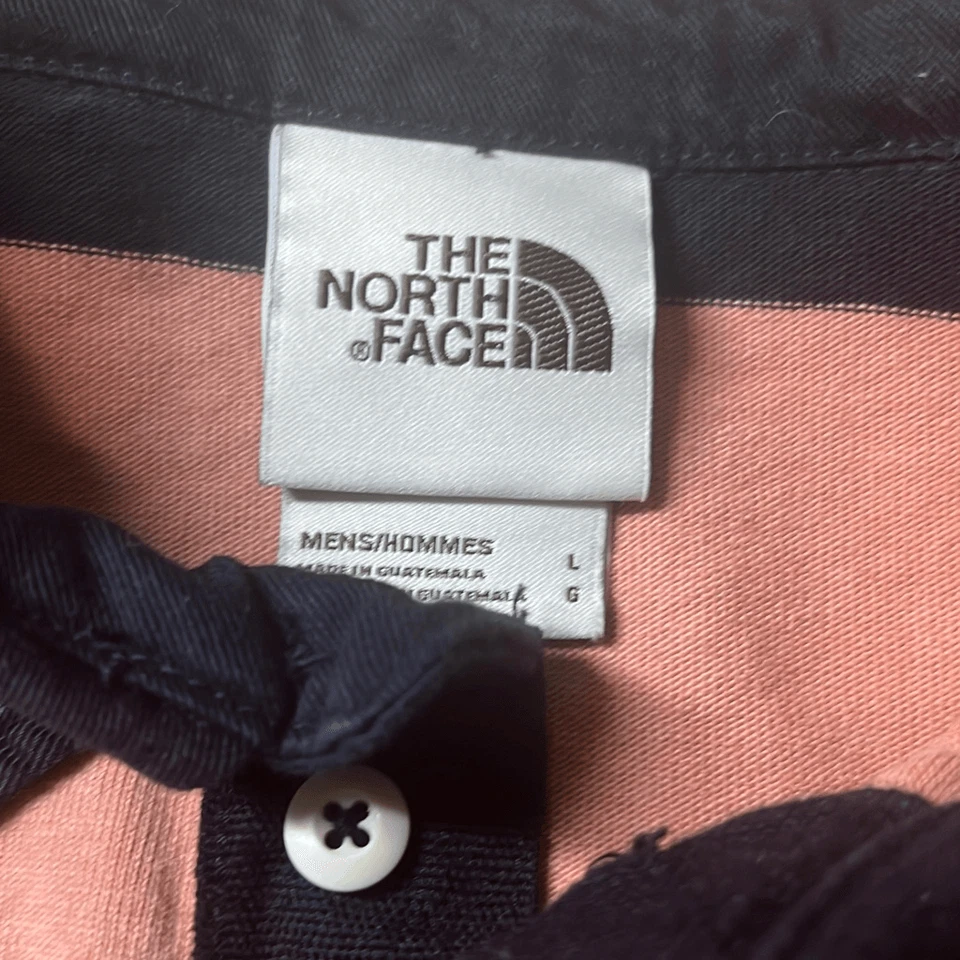 Polo The North Face Para Hombre Coral Azul Marino Rayas Rugby Mangas Largas Cuello Talla L Foto 4 de 4