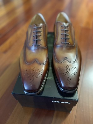 MAGNANNI Ledger Wingtip Brown Leather 