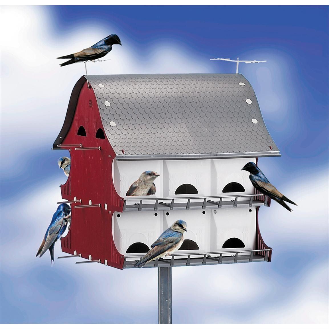 S&K Purple Martin Barn House 16 Room, Pole Mount,Starling