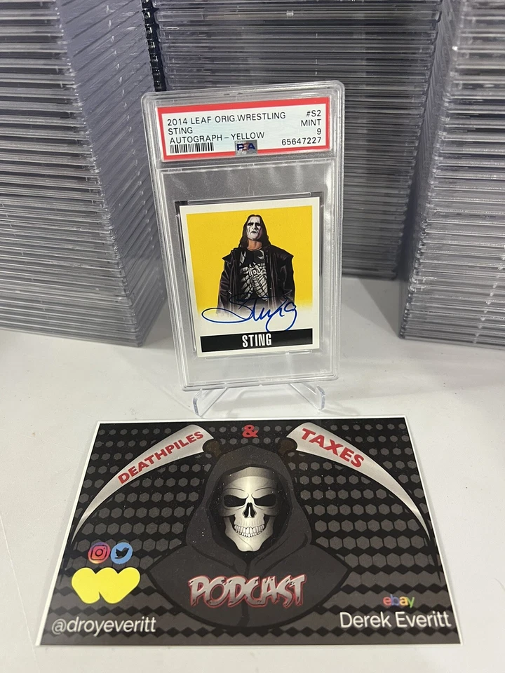 Sting 2014 hoja de lucha libre original automático en tarjeta amarilla 65/99 PSA 9 pop 2 Foto 4 de 4