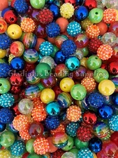 50 Qty 16mm Rainbow theme Mixed Acrylic Beads, Bubblegum Beads, Chunky Beads