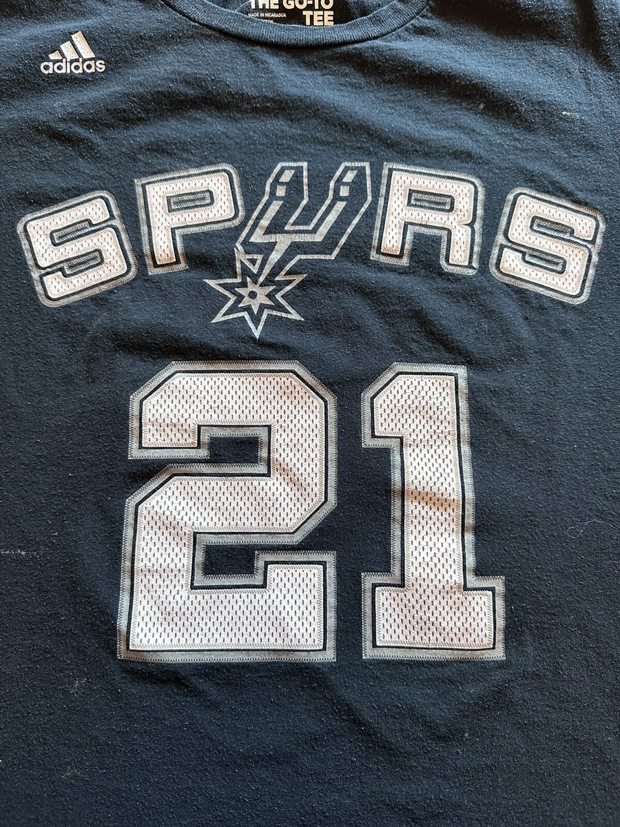 San Antonio Spurs Tim Duncan Adidas Shirt Mens L Black Short
