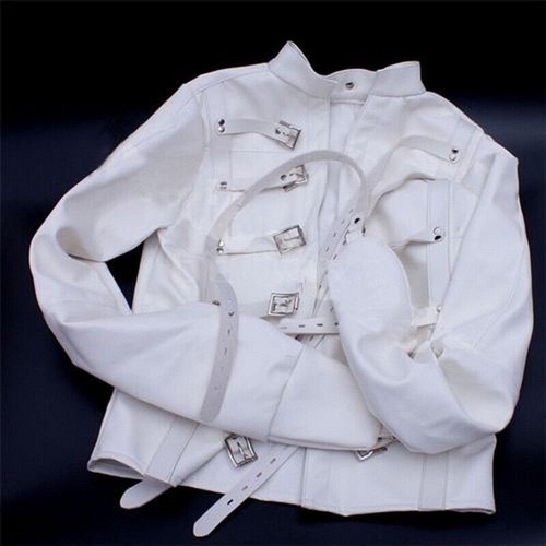 White Asylum Straight Jacket Costume S/M L/XL BODY HARNESS Restraint ...