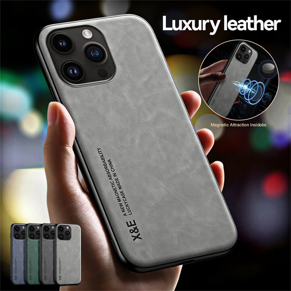 For iPhone 14 Pro Max 13 12 11 XR XS 8 7 Leather Case Slim Matte Magnetic Cover