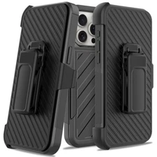 For iPhone 16 15 12 11 Pro Max Plus Noble Hybrid Armor Case w/Belt Clip Holster