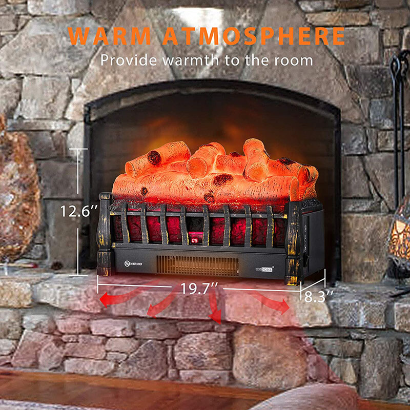 110V Electric Fireplace Insert Log Heater w/ Glowing Ember Bed u0026amp; Remote  Control | eBay