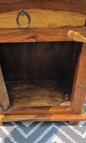 Vintage Antique Solid Wood Original Hand Made Indian Bedside Occasional Table - Picture 5 of 9