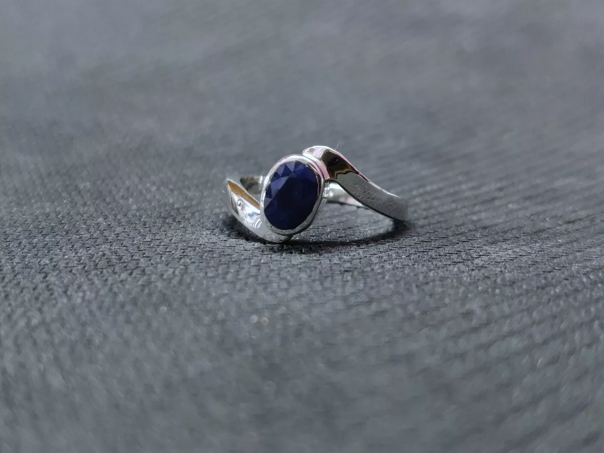 Natural Blue Sapphire Kashmiri Original Kashmiri Sapphire Real Neelam Stone  Ring | eBay