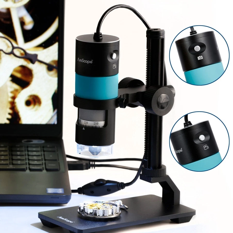 Amscope 8.3MP Polarizado Portátil 10X-280X LED USB Microscópio - Pescoço de Ganso + Suporte TBL - Imagem 4 de 4