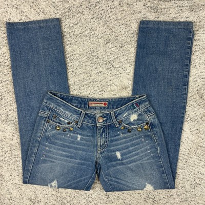 Rossodisera Jeans Womens 28 x 30 Studded Patch Distressed Ripped Made In  Italy | eBay