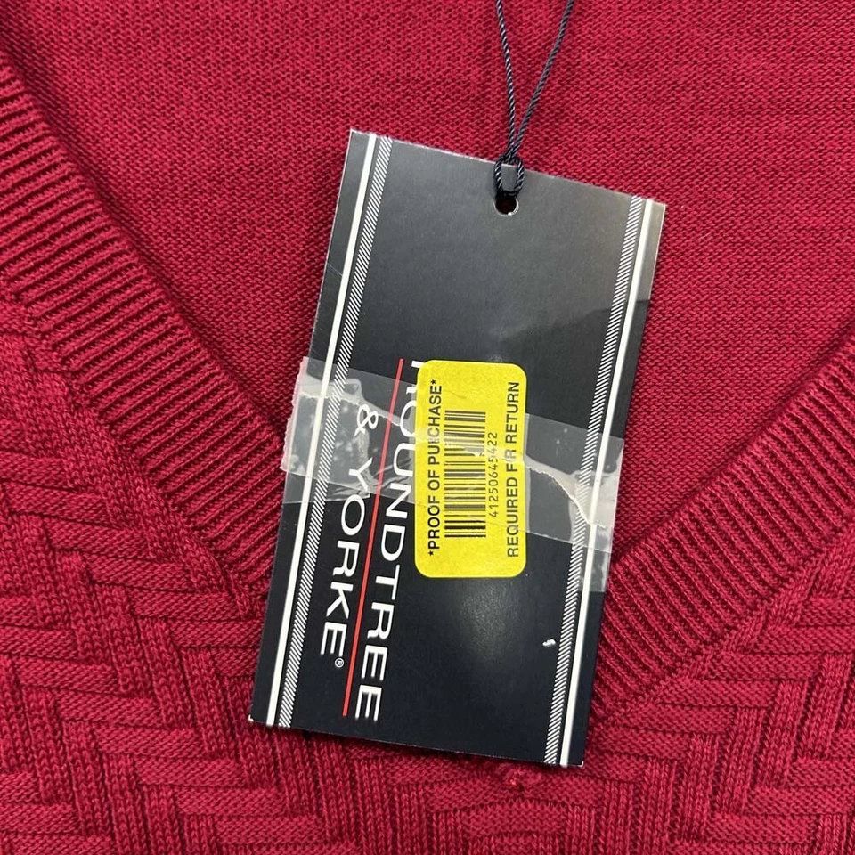 Suéter Roundtree & Yorke Para Hombres 3XLT Harringbone Rojo Cuello en V Chaleco Nuevo con Etiquetas Foto 3 de 4