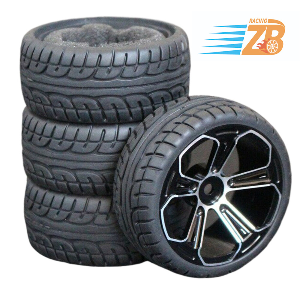 1/10 Onroad RC Car Alloy Wheels with Rubber Tires for Tamiya TT01 TT02 HPI RS4