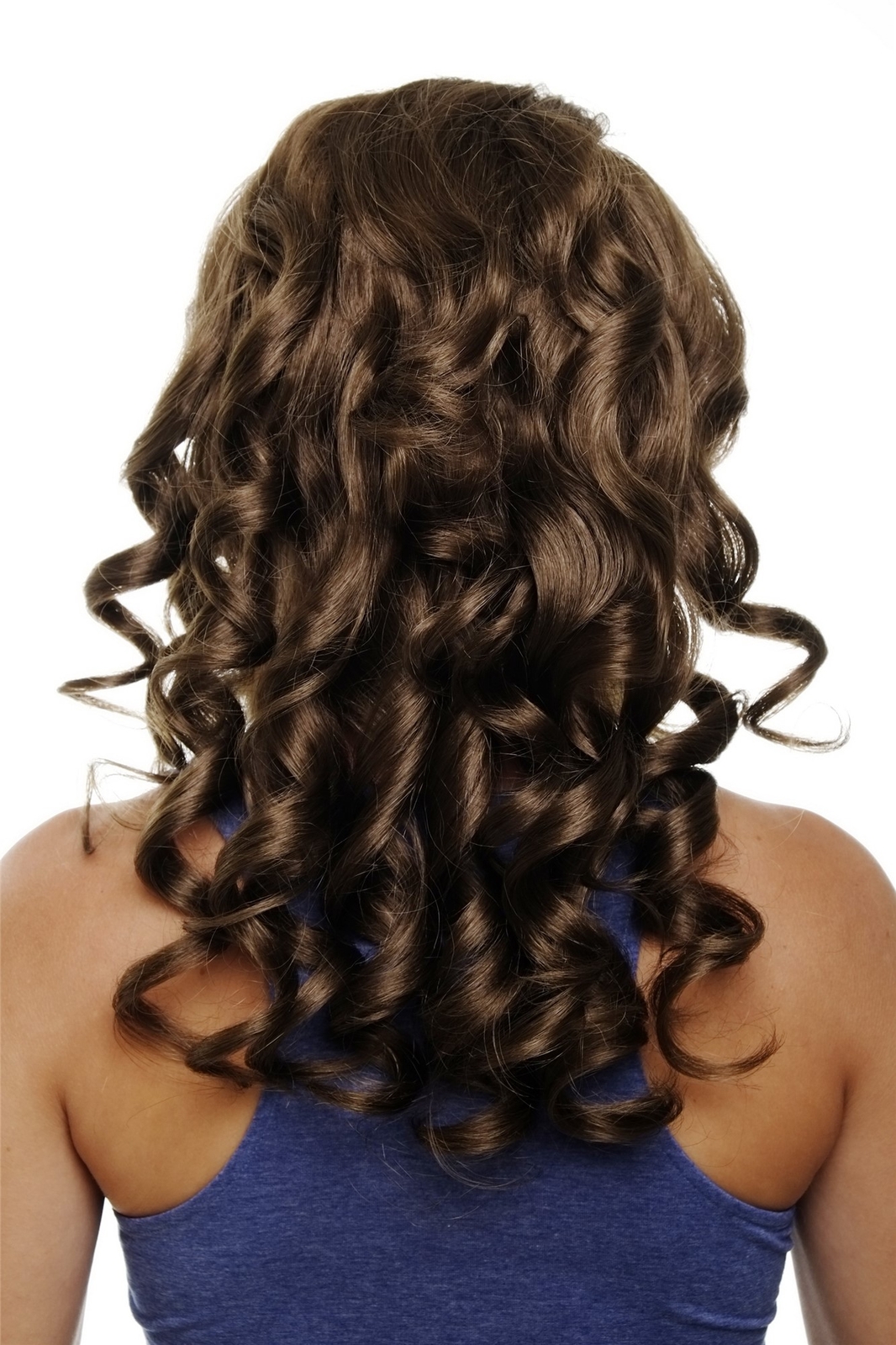 Clip-in Hairpiece 7 Clips 3/4 Wig Half Wig Brown Curls 50cm H9503-12