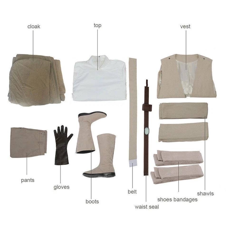 Star Wars Luke Skywalker Cosplay Men Costume The Last Jedi Robe Cosplay Cloak   Foto 2 de 4