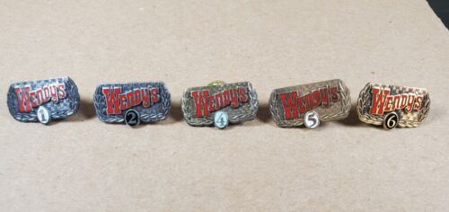 Five Vintage Wendy's Hamburgers Employee Service Pins - Picture 1 of 4