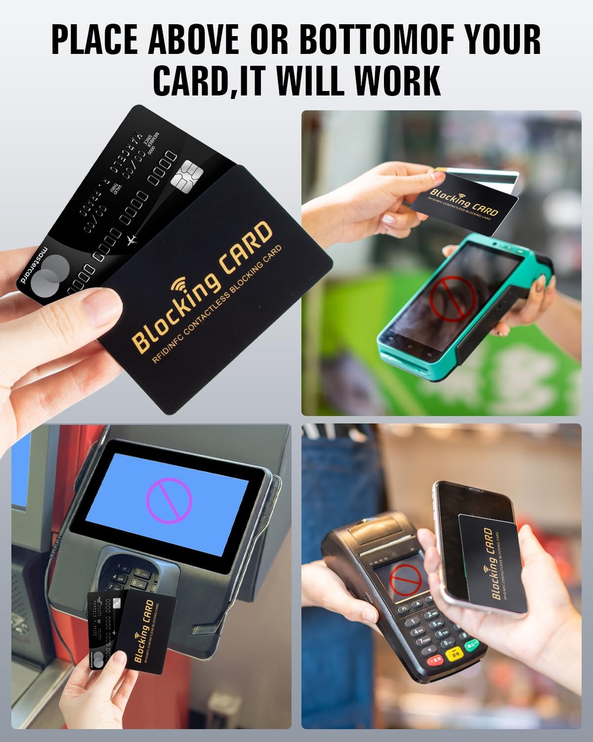 RFID Blocking Card,Contactless NFC Debit Credit Card Passport Protector, One ...