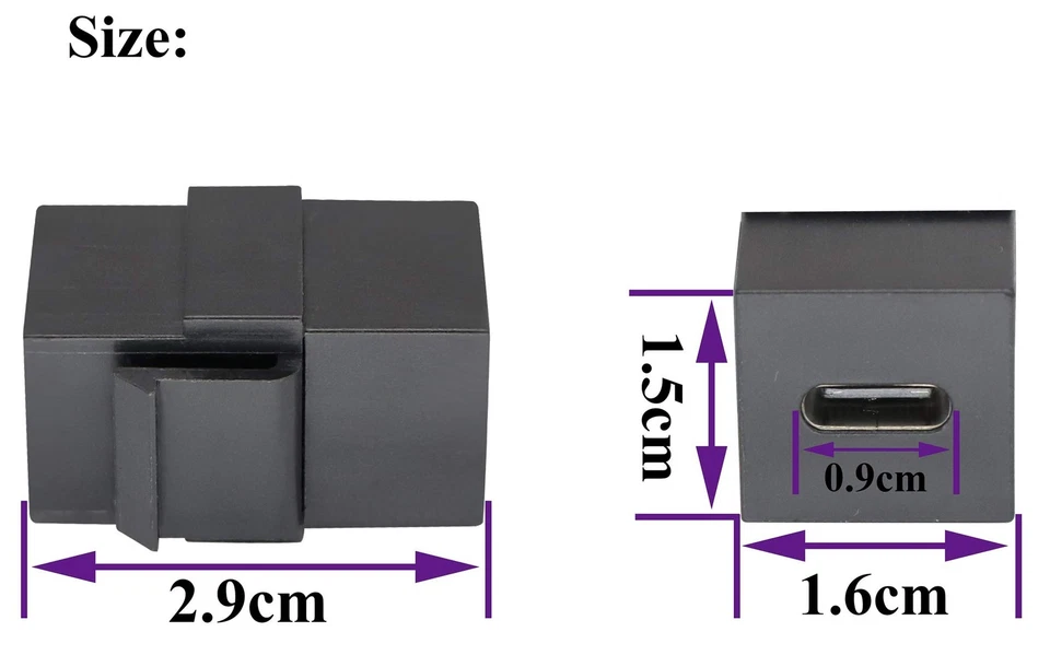 USB C Keystone Jack Adapter USB 3.1 Type-C Female to Female Keystone Insert S... - Image 2 of 4