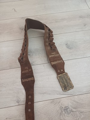 VTG RARE UNDERBERG LEATHER SUEDE GUN BELT BUCKLE BEER BITTER
