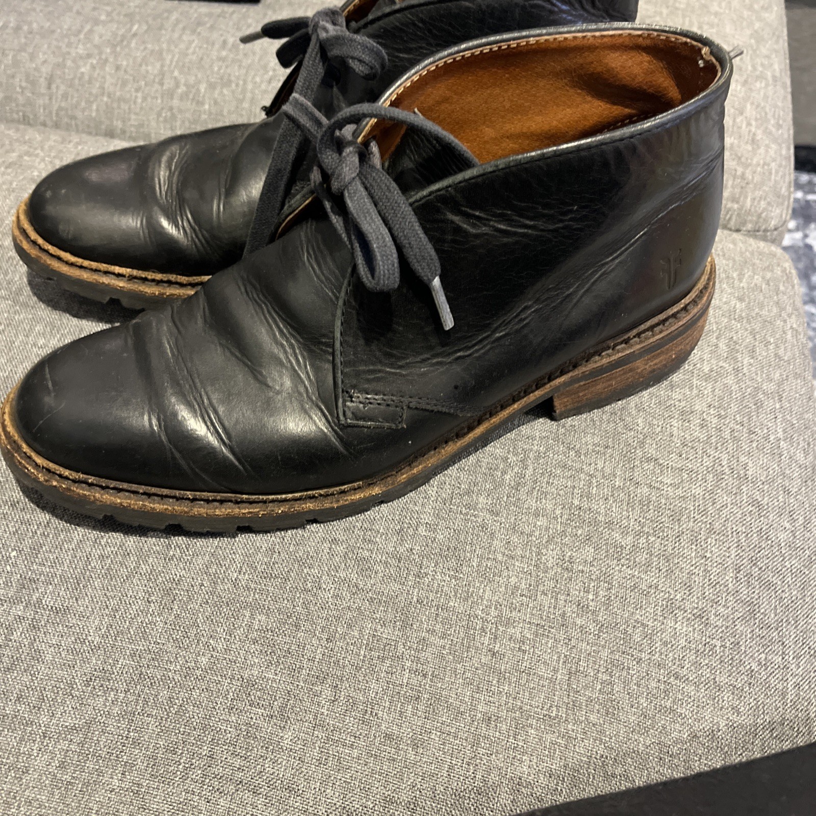 Frye Mens Black Leather Chukka Boots Lace Up  7.5 D Ankle Casual Phillip James