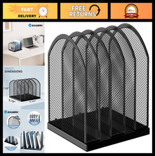 5-Section Vertical Desktop Organizer - Mesh File Folder Stand for Office  Home