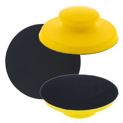2ea 6'' Round-Shaped Hand Sanding Block Pads for Hook & Loop and PSA 6'' DA Discs