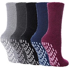 Non Slip Hospital Socks for Women with Grips Fuzzy Cozy Anti Skid Slipper Soc...