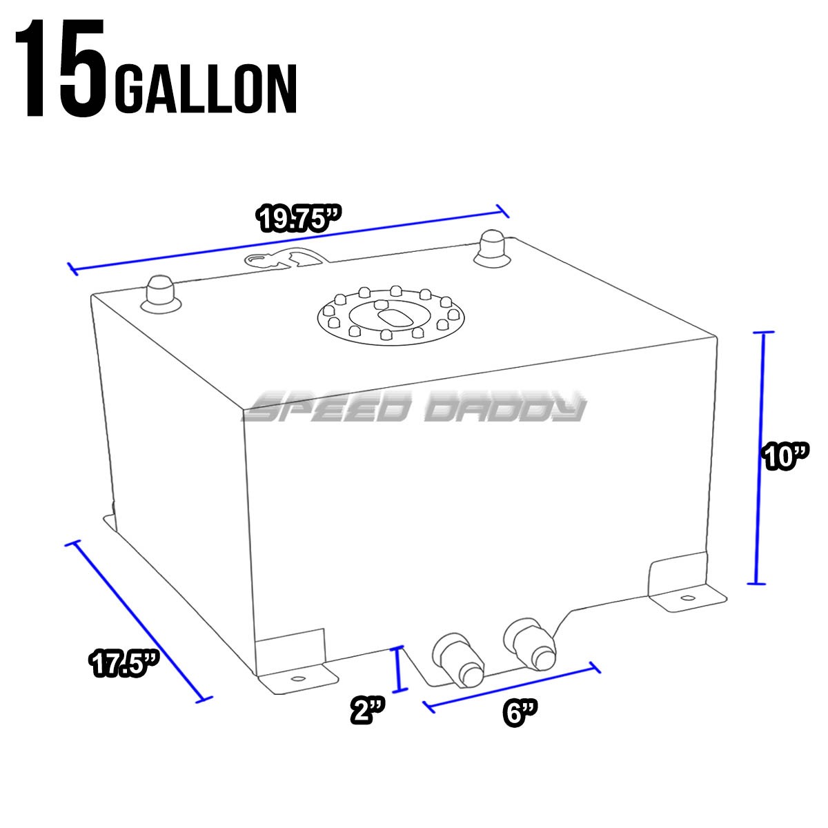 15 GALLON/57L ALUMINUM FUEL CELL TANK+FEED LINE KIT+1:1 PRESSURE REGULATOR RED