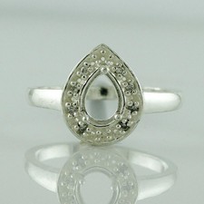 925 Sterling Silver 5x7mm Pear Semi Mount Halo Ring For Wedding Ring
