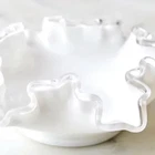 Vintage Fenton, Silver Crest Milk Glass Dish, Ruffled Bowl
